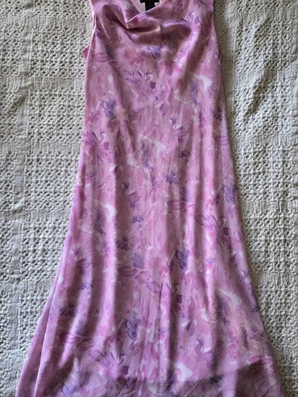 Meghan Matthews Y2k Pink Purple Floral Chiffon Floral Maxi Dress